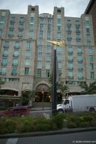 Gold modern sculpture in Quebec City in front of Palace Royale Hotel.jpg