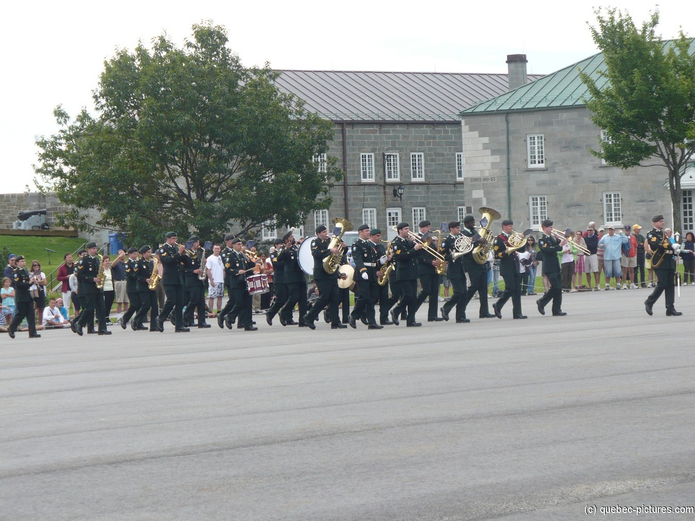 Marching band joins the Changing of the Guard show at La Citadel in Quebec.jpg
