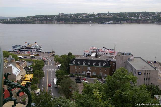 Pier and harbor area with Excursion Ships in Old Quebec City.jpg
