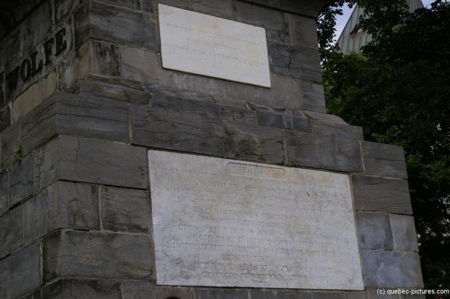 Plaques on Wolfe Monument in Old Quebec City.jpg
