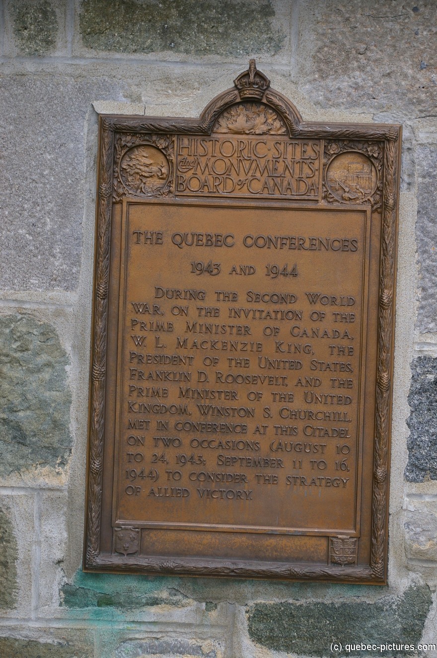 Quebec Conferences 1943 and 1944 plaque at La Citadelle in Quebec.jpg
