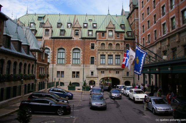 Inner Courtyard and an entrance to the Fairmont Château Frontenac Hotel in Quebec City.jpg
