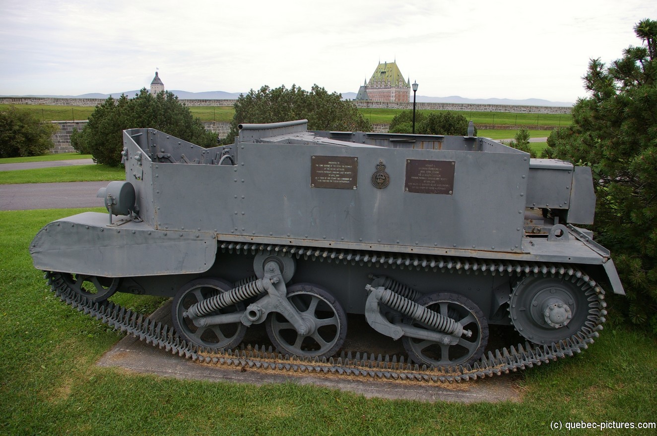 Mini tank at La Citadel in Quebec City with Château Frontenac Fairmont Hotel in the background.jpg
