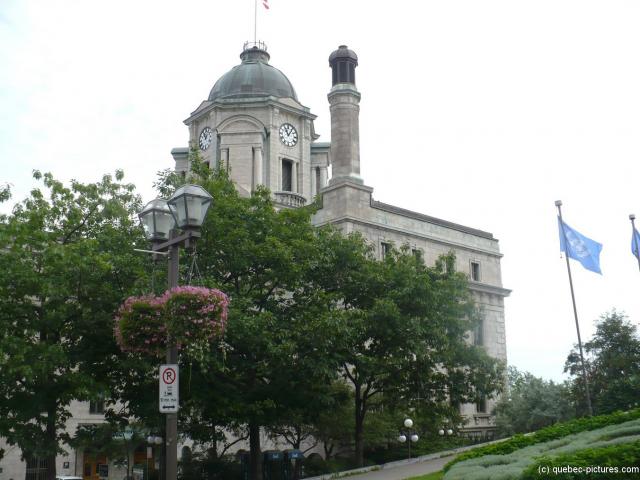 Building with green dome top and clock in Old Quebec City.jpg
